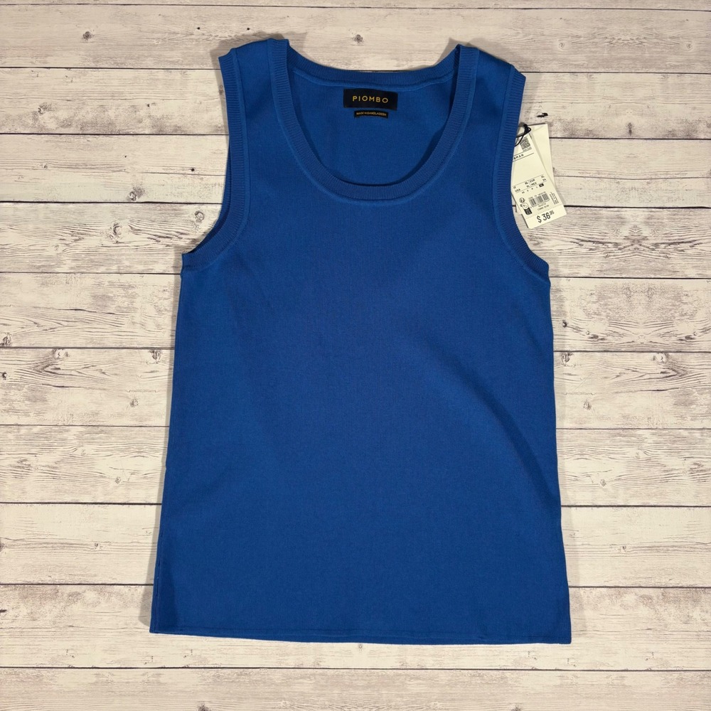 Piombo Women's Sleeveless Knit Top Blue Sweater Tank Top XL NWT OVS